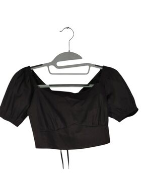 Shasa Black Crop Top with Lace Up Back